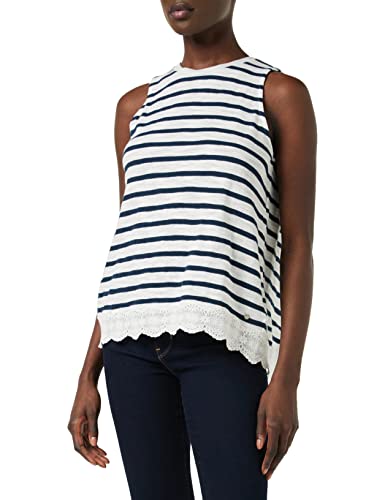 Superdry Damen LACE Mix Vest Pullunder, Blau (Navy Stripe JKC), S von Superdry