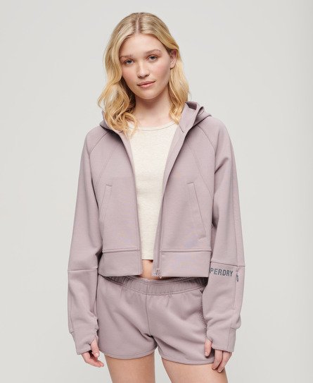 Superdry Damen Lässige Sport Tech Kapuzenjacke Lila - Größe: 40 von Superdry