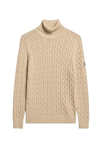 Superdry Damen Lockerer Rollkragen-Pullover mit Zopfmuster Winter Taupe Twist 40 von Superdry