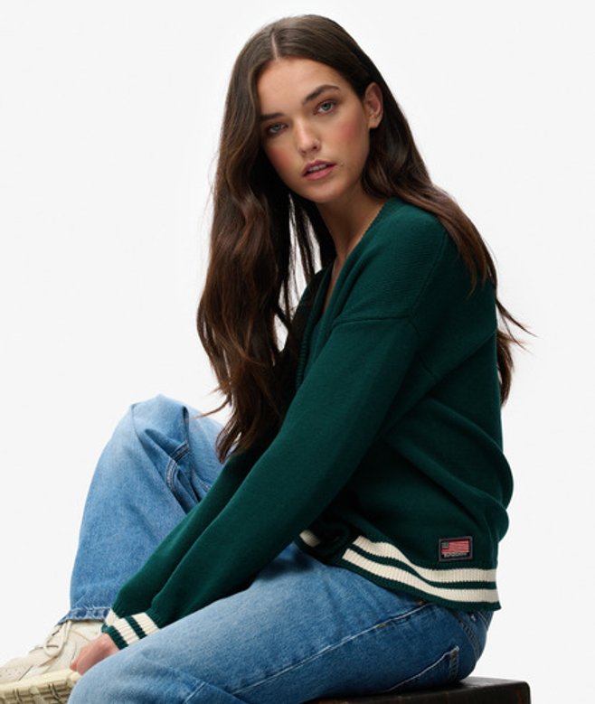 Superdry Damen Lässiger Strick-cardigan Green - Größe: 38 von Superdry