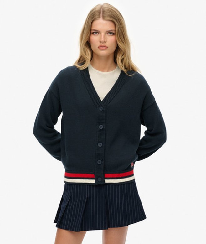 Superdry Damen Lässiger Strick-cardigan Navy - Größe: 38 von Superdry