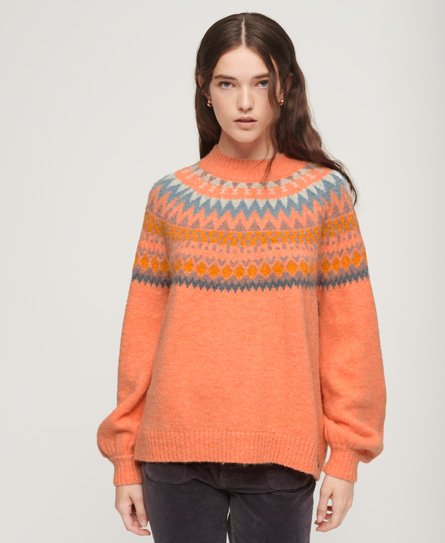 Superdry Damen Lässiger Strickpullover mit Muster Koralle - Größe: 38 von Superdry