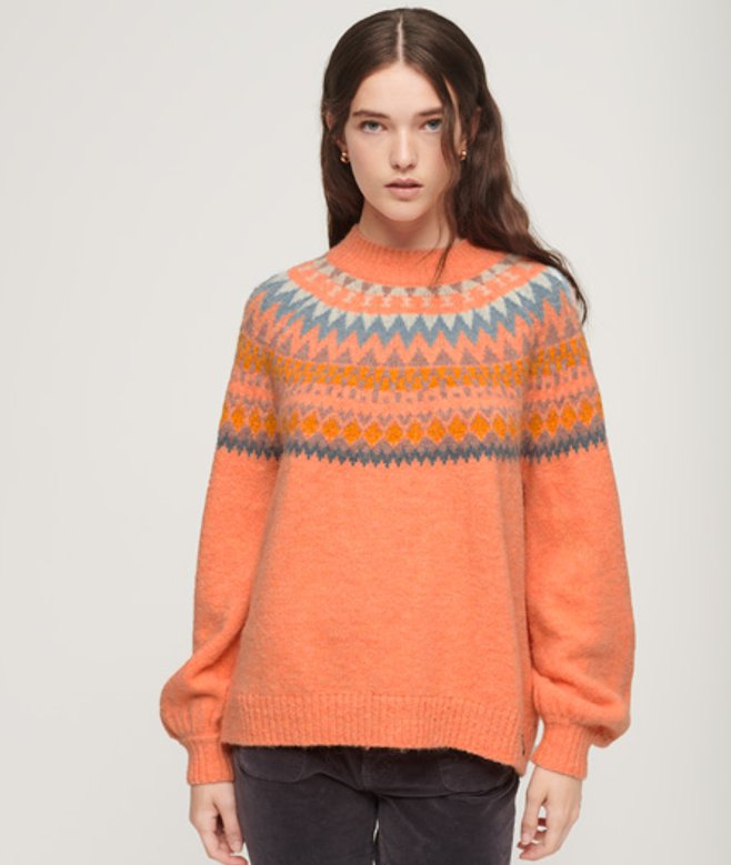 Superdry Damen Lässiger Strickpullover mit Muster Koralle - Größe: 44 von Superdry