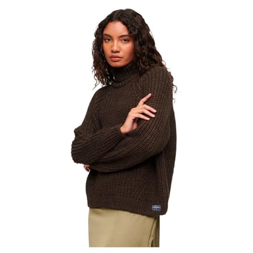 Superdry Damen Lässiger Strickpullover mit Rollkragen und Ziernaht Kakaobraun Meliert 36 von Superdry