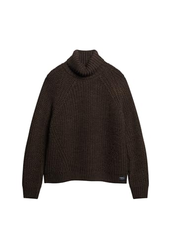 Superdry Damen Lässiger Strickpullover mit Rollkragen und Ziernaht Kakaobraun Meliert 44 von Superdry