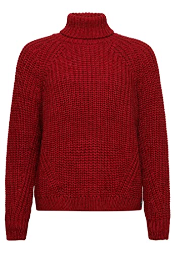 Superdry Damen Lässiger Strickpullover mit Rollkragen und Ziernaht Rot Meliert 42 von Superdry