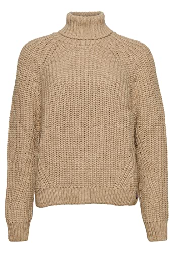 Superdry Damen Lässiger Strickpullover mit Rollkragen und Ziernaht Zartbeige Meliert 38 von Superdry