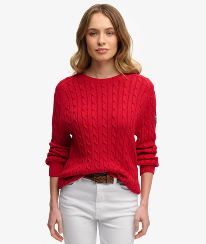 Superdry Damen Lässiger Zopfmuster-pullover Red - Größe: 44 von Superdry