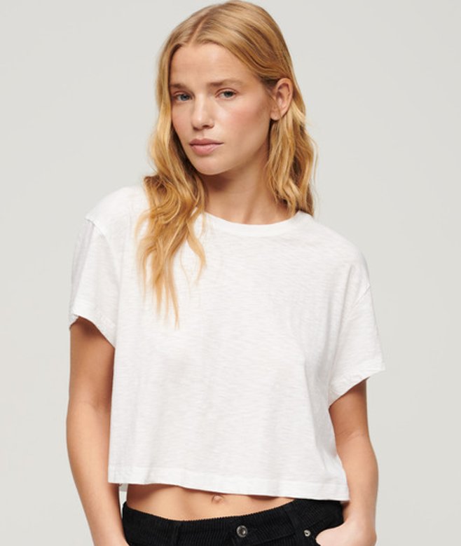 Superdry Damen Lässiges, Kurzes T-shirt Weiß - Größe: 42 von Superdry