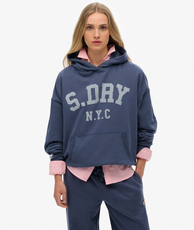 Superdry Damen Athletic Essentials Hoodie in Lockerer Passform Navy - Größe: 40 von Superdry