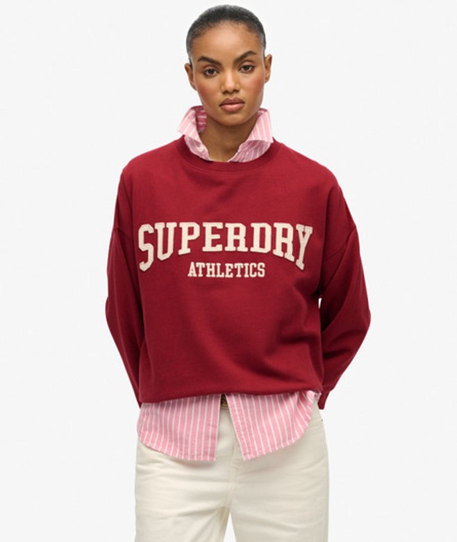Superdry Damen Lässiges Athletic Essentials Sweatshirt mit Applikation Red - Größe: 38 von Superdry