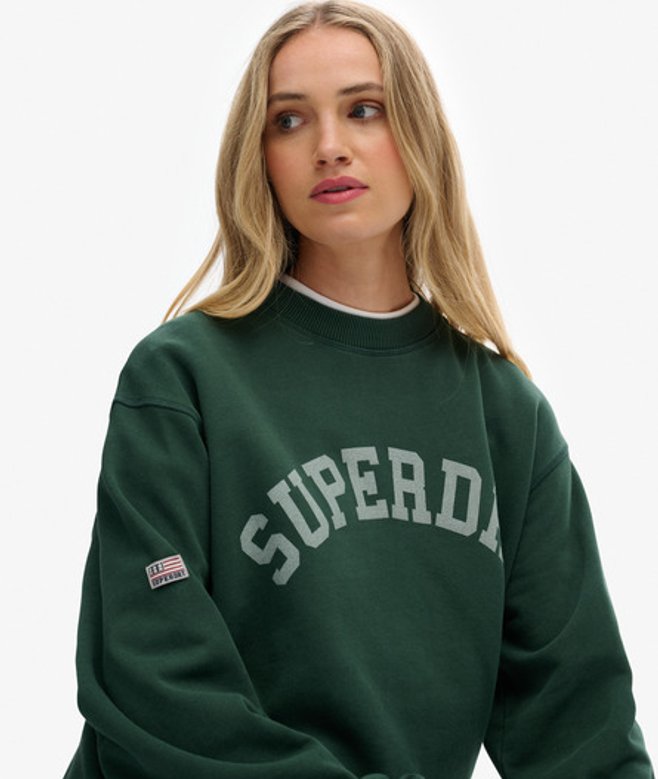 Superdry Damen Lässiges Athletic Essentials Sweatshirt mit Rundhalsausschnitt Green - Größe: 36 von Superdry