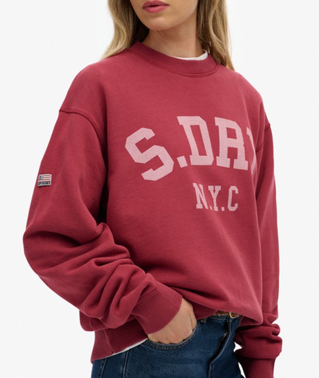 Superdry Damen Lässiges Athletic Essentials Sweatshirt mit Rundhalsausschnitt Red - Größe: 38 von Superdry
