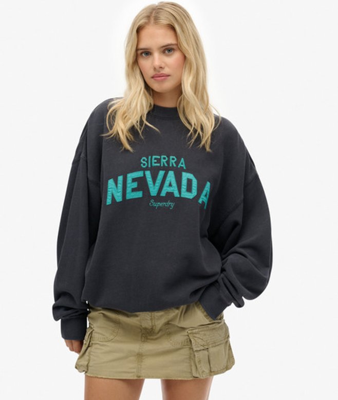 Superdry Damen Lässiges Outdoor Location Sweatshirt mit Rundhalsausschnitt Black - Größe: 36 von Superdry