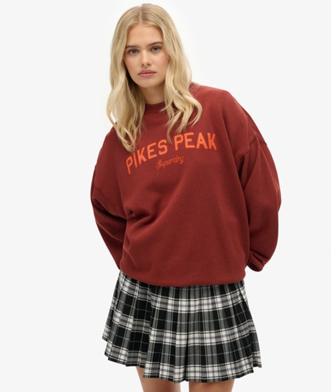 Superdry Damen Lässiges Outdoor Location Sweatshirt mit Rundhalsausschnitt Brown - Größe: 40 von Superdry