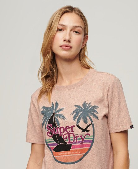Superdry Damen Orange Lässiges Outdoor T-Shirt mit Streifen, Größe: 36 von Superdry
