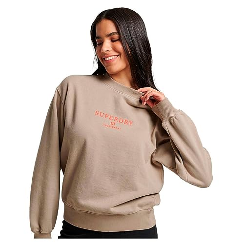 Superdry Damen Lässiges Sweatshirt mit Rundhalsausschnitt und Stickerei Winterzweig Beige 36 von Superdry