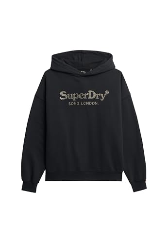 Superdry Damen Lässiges Venue Hoodie in Metallic-Optik Schwarz 38 von Superdry