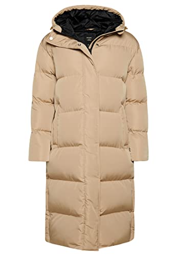 Superdry Damen Lang geschnittener Steppmantel mit Kapuze Shaker Beige 44 von Superdry