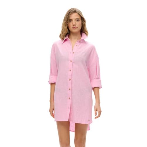 Superdry Damen Lang geschnittenes Ibiza-Strandhemd Flieder Helles Pink 36 von Superdry