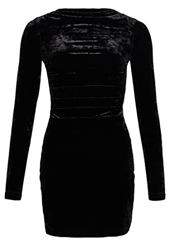 Superdry Damen Langärmeliges Minikleid aus Samt Schwarz 40 von Superdry