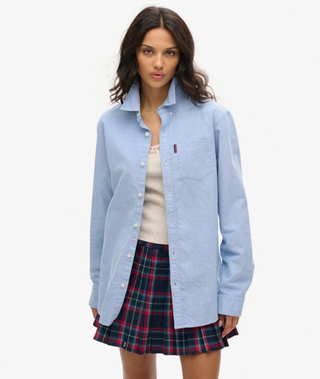 Superdry Damen Langärmeliges Oxfordhemd Blau - Größe: Xxl von Superdry