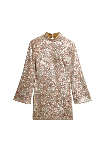 Superdry Damen Langärmeliges bedrucktes Minikleid mit Pailletten Paisley-Pailletten 38 von Superdry