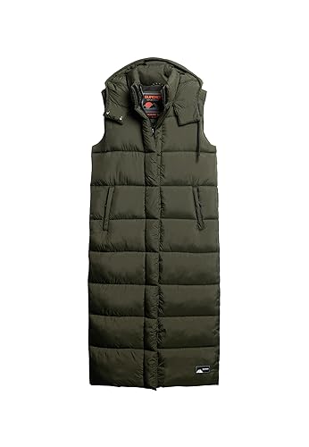 Superdry Damen Lange Ripstop Weste mit Kapuze Kaki Raster 42 Superdry Damen Lange Ripstop Weste mit Kapuze Kaki Raster 42 von Superdry