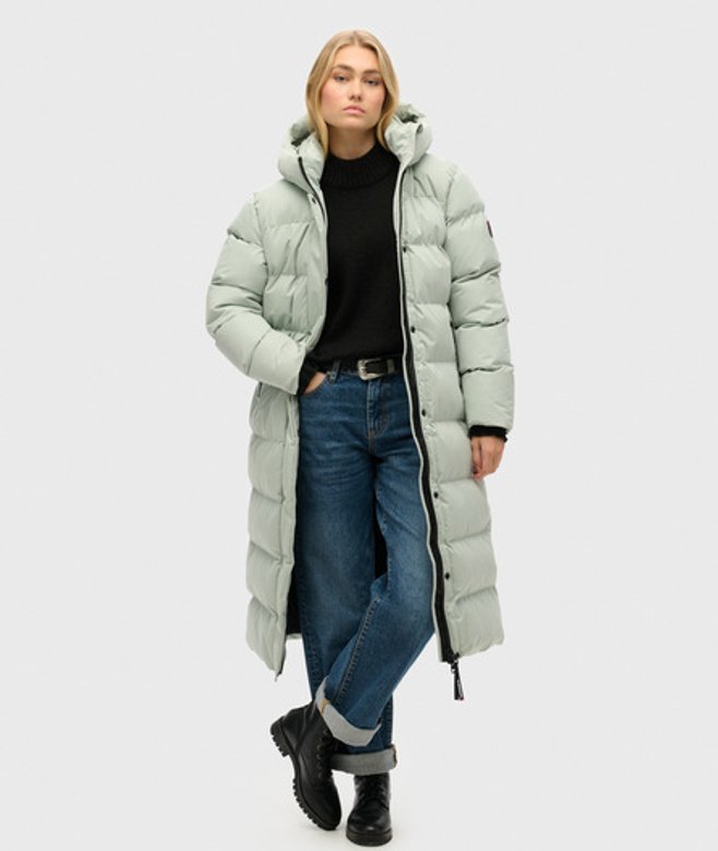 Superdry Damen Hellgrau Steppmantel, Größe: 36 - Größe: 36 von Superdry