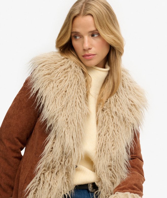 Superdry Damen Langer Afghan Mantel Brown - Größe: 42 Superdry Damen Langer Afghan Mantel Brown - Größe: 42 von Superdry