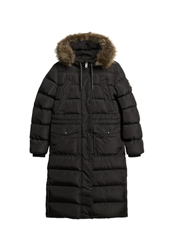 Superdry Damen Langer Everest Kunstfellmantel Schwarz 40 von Superdry