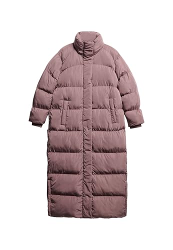 Superdry Damen Langer Maxi-Steppmantel Kiesgrau Lila 40 von Superdry