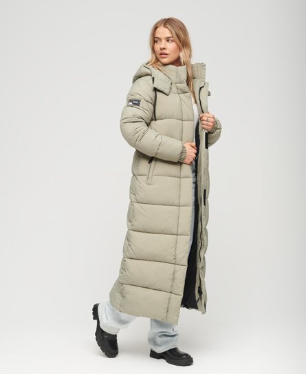 Superdry Damen Grün Langer Ripstop Steppmantel, Größe: 38 von Superdry