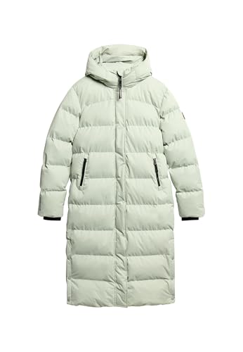 Superdry Damen Langer Steppmantel aus Mikrofaser Puritanisches Grau 42 von Superdry
