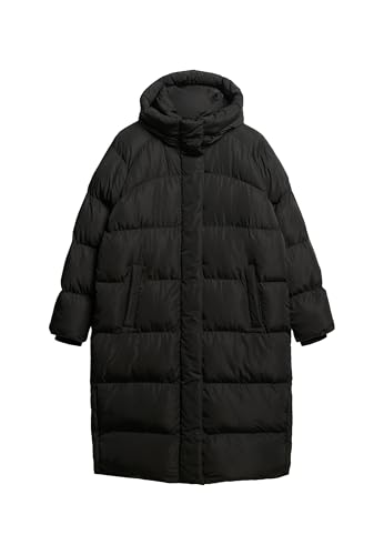 Superdry Damen Langer Steppmantel mit Kapuze Schwarz 42 von Superdry