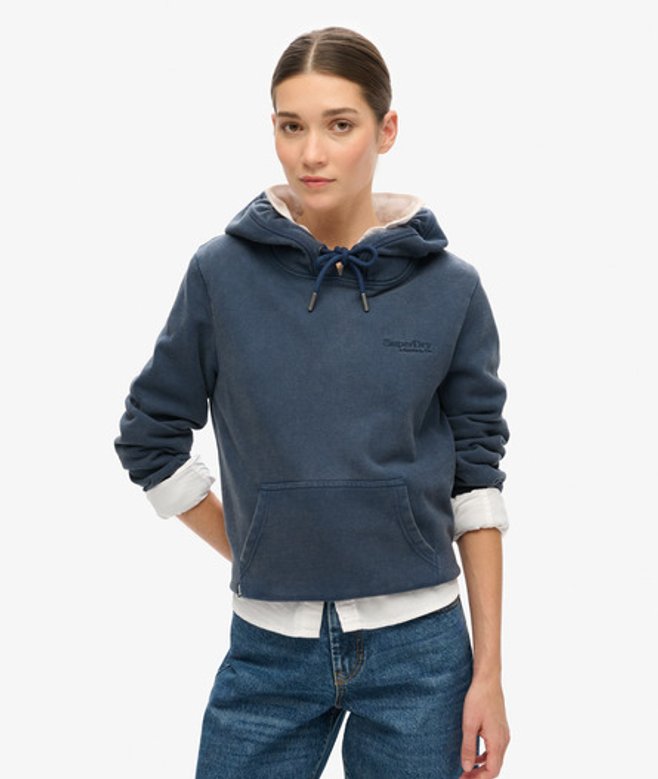 Superdry Damen Leicht Aufgerautes Essential Logo Hoodie Marineblau - Größe: 40 von Superdry