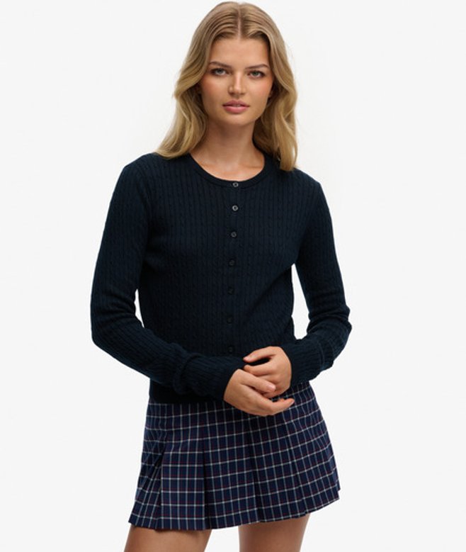 Superdry Damen Leichte Essential Strickjacke Navy - Größe: 40 von Superdry