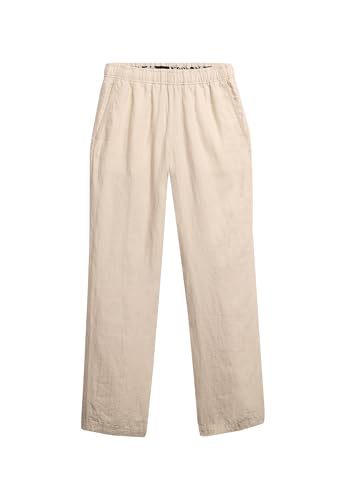 Superdry Damen Leinenhose mit Kordelzug Bimsstein Beige 36 von Superdry