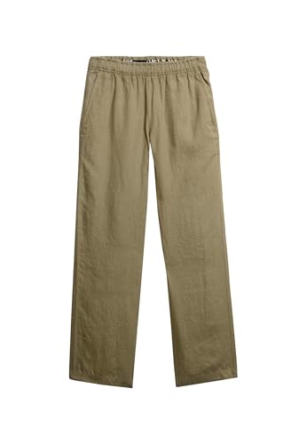 Superdry Damen Leinenhose mit Kordelzug Helles Kakigrün 36 von Superdry