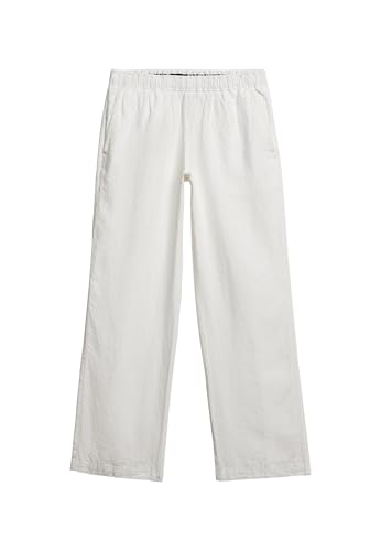 Superdry Damen Leinenhose mit Kordelzug Weiß 38 von Superdry