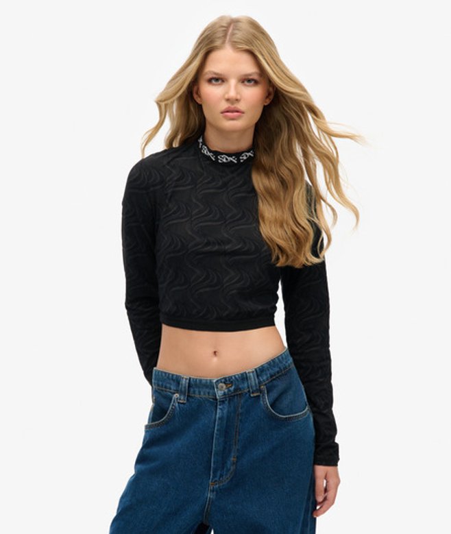 Superdry Damen Limited Edition Sdx Jacquard-netzoberteil Schwarz - Größe: XS/S von Superdry