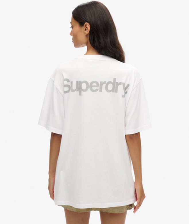 Superdry Damen Weiß Oversize Core City T-Shirt mit Logo, Größe: XXL von Superdry
