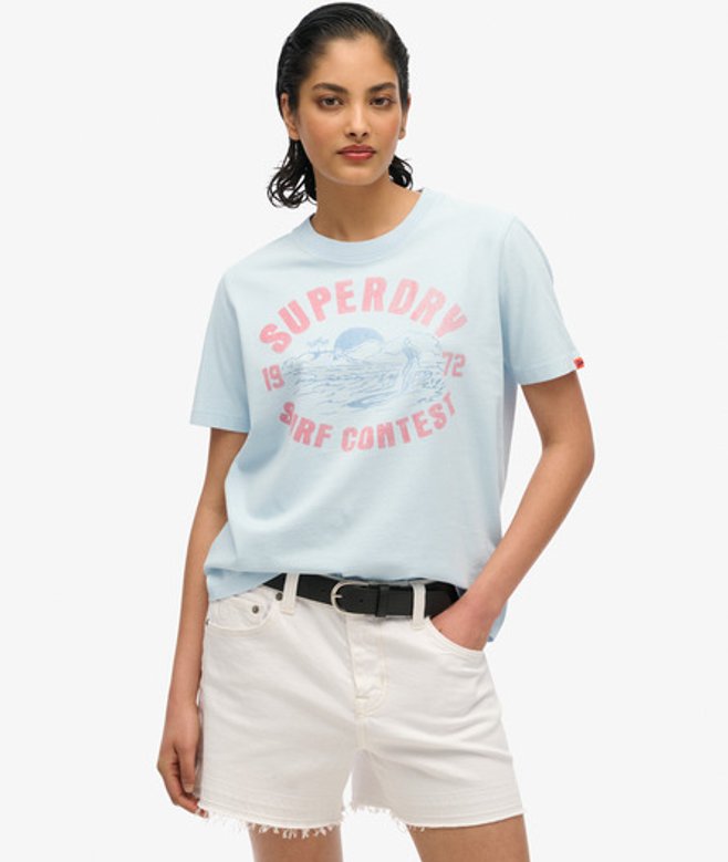 Superdry Damen Locker Geschnittenes Lo-fi Outdoor-t-shirt Light Blue - Größe: 42 von Superdry
