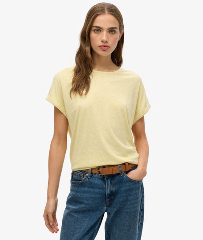 Superdry Damen Locker Geschnittenes Studios T-shirt Gelb - Größe: 44 von Superdry