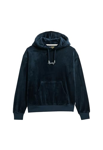 Superdry Damen Locker geschnittenes Country Club Velours-Hoodie Blaubeere Marineblau 38 Superdry Damen Locker geschnittenes Country Club Velours-Hoodie Blaubeere Marineblau 38 von Superdry