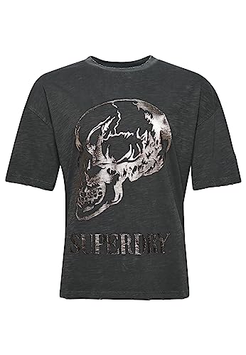 Superdry Damen Locker geschnittenes Rock Band T-Shirt mit Grafik Tiefschwarz 36 von Superdry