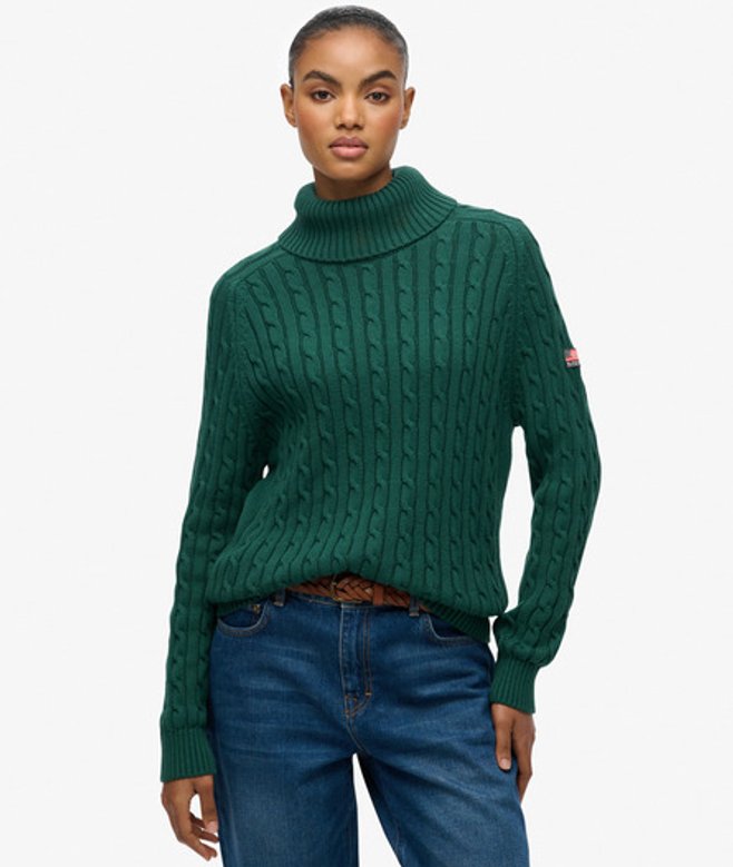 Superdry Damen Lockerer Zopfmuster-rollkragenpullover Green - Größe: 36 Superdry Damen Lockerer Zopfmuster-rollkragenpullover Green - Größe: 36 von Superdry