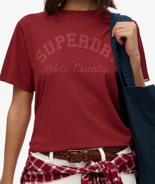 Superdry Damen Lockeres Athletic Essentials T-shirt Red - Größe: 40 von Superdry