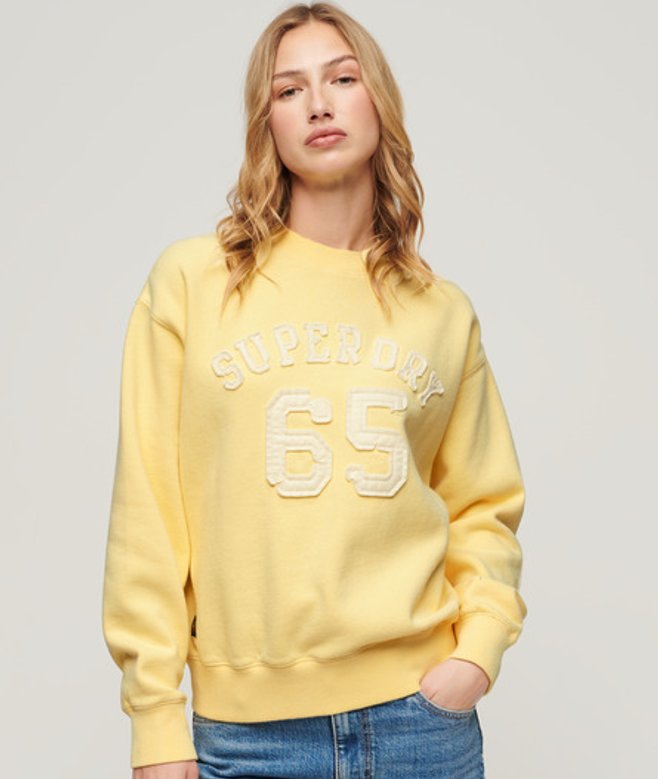 Superdry Damen Lockeres Athletic Sweatshirt mit Applikation Gelb - Größe: 40 von Superdry