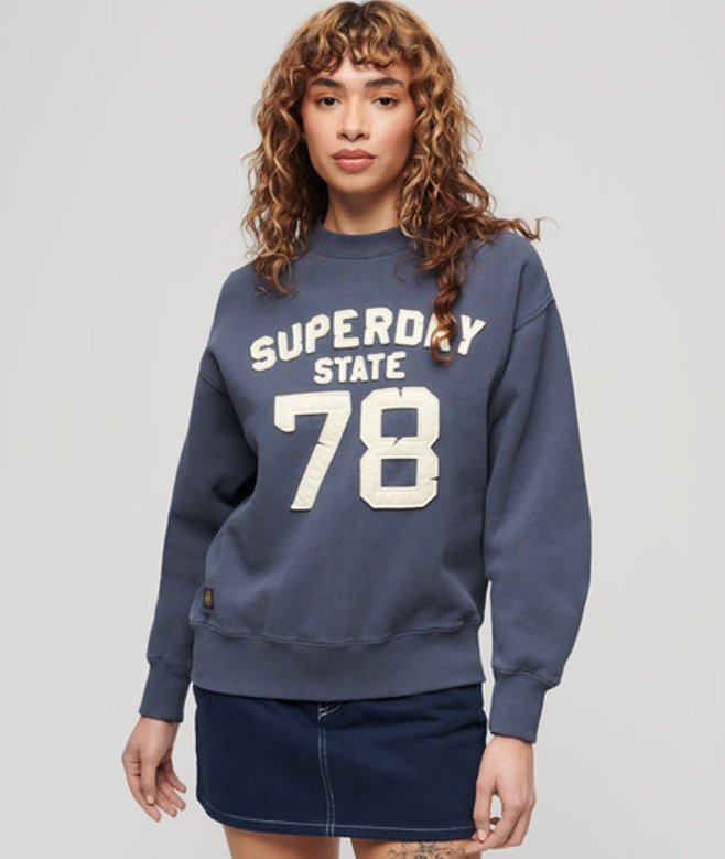 Superdry Damen Lockeres Athletic Sweatshirt mit Applikation Marineblau - Größe: 42 von Superdry